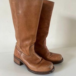 Frye Campus 14L Cognac Leather Square Toe  Boots, Size 7.5
